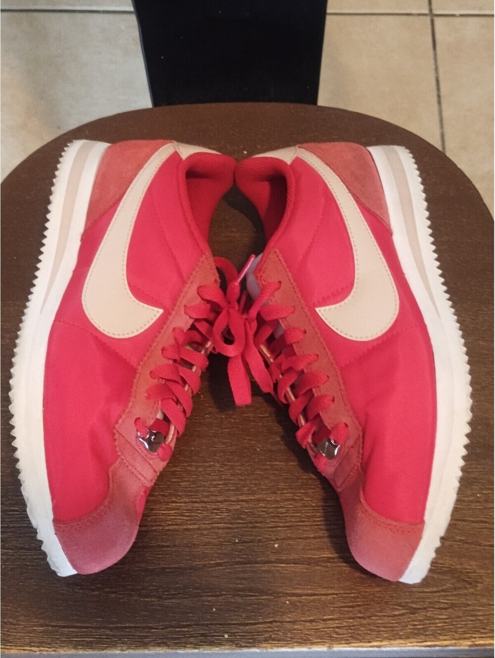 Nike Women’s Cortez Textile Shoe, White/University Red Shoes